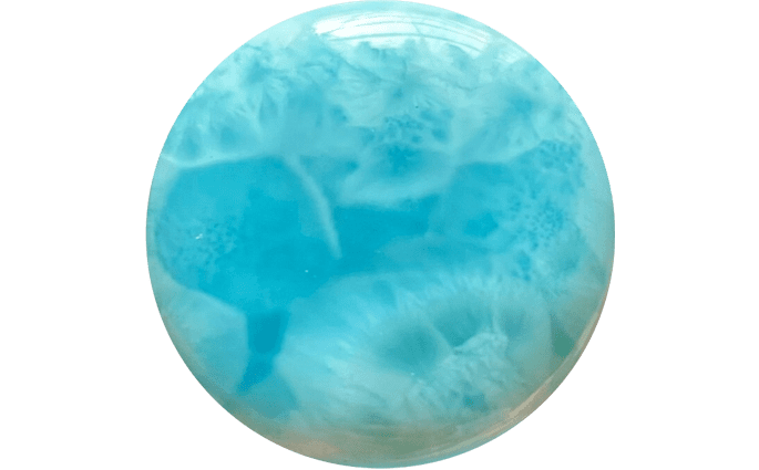 Larimar Buyers Guide 1 - round shape - cabochon - dominican republic Larimar Buyer’s Guide – Properties, Treatments Larimar Buyers Guide 1 - round shape - cabochon - dominican republic