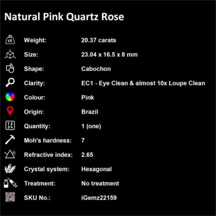 20.37 ct Pink Rose Quartz - iGemz22159