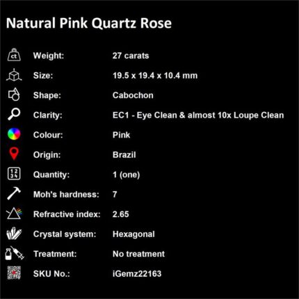27 ct Pink Rose Quartz - iGemz22163